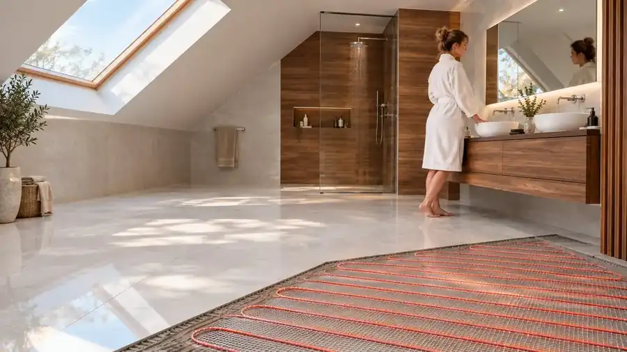 Moderno kupatilo sa podnim grijanjem ispod pločica