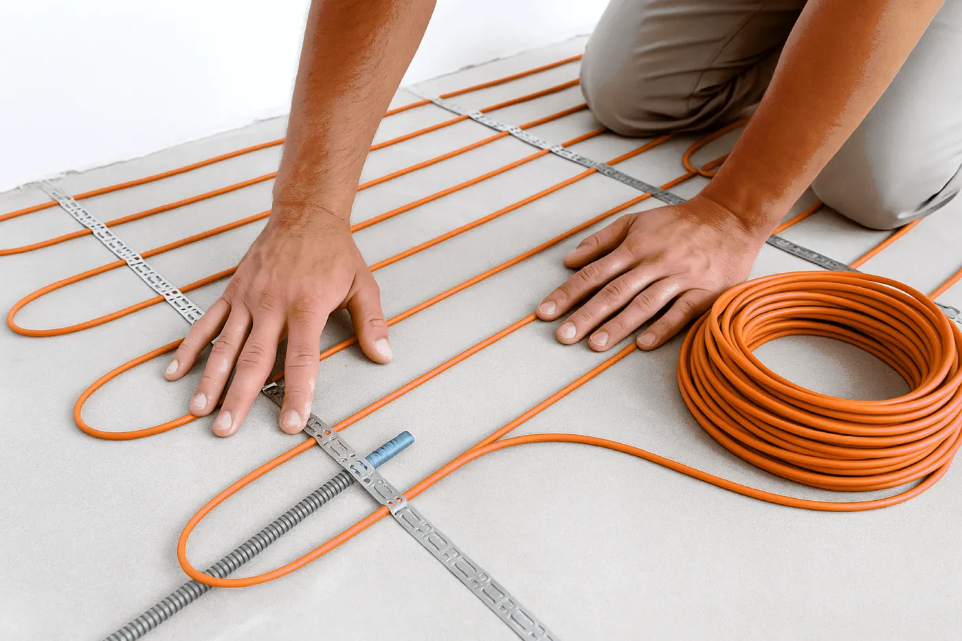 Heating cable for underfloor heating in screed